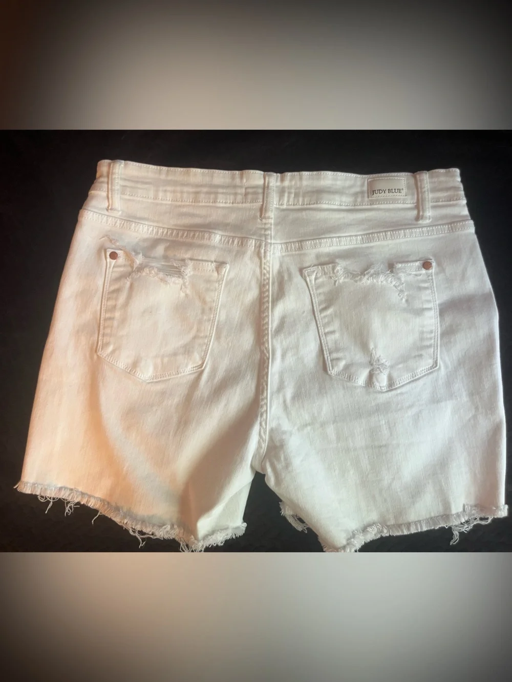 Judy Blue White Distressed Denim Jean Shorts